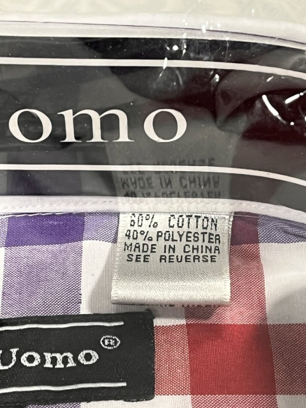 Avanti Uomo Dress Shirt Set 17.5 36/37 XL Plaid Paisley Tie Pocket Square NWT - Picture 10 of 13